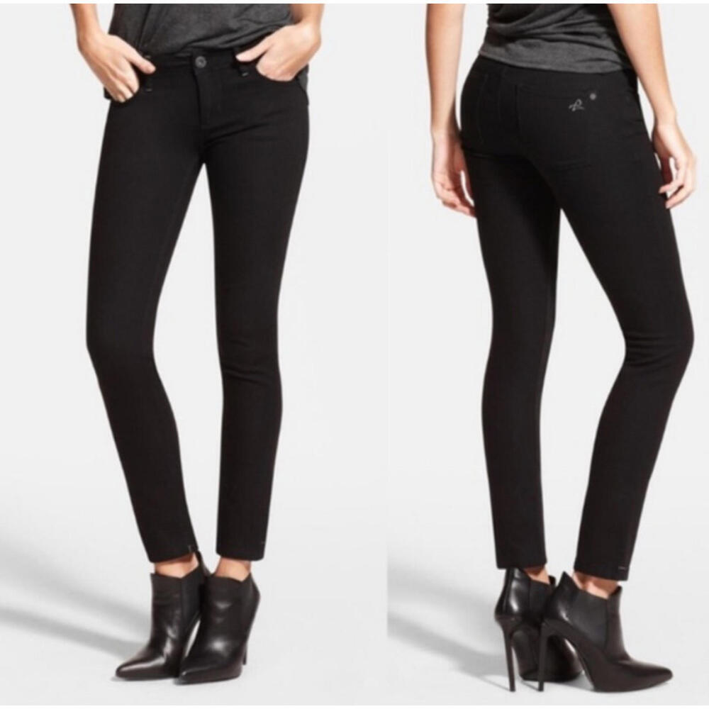 DL1961 Angel Mid-Rise Skinny Ankle Jeans black onyx stretch Women size 29